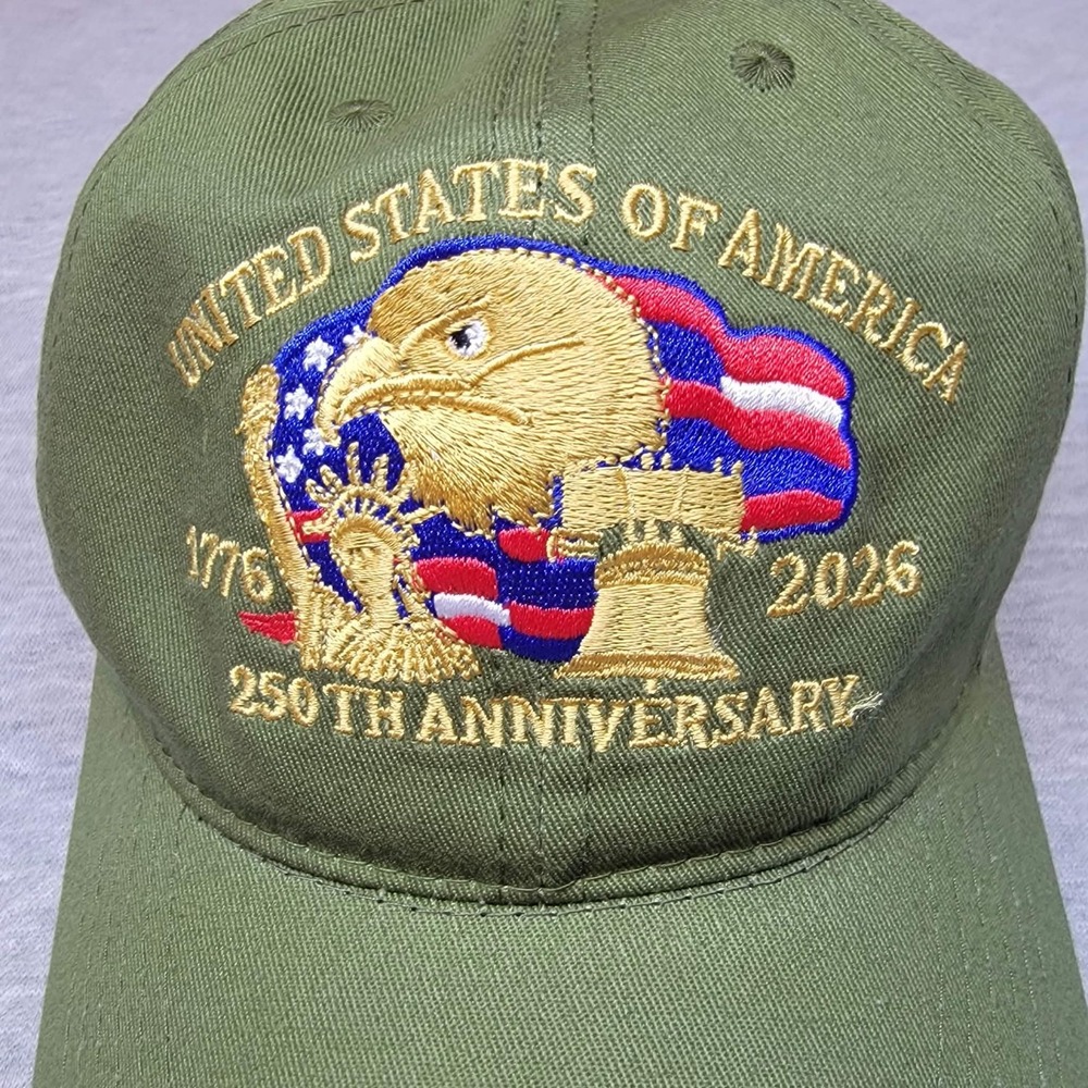 250th Anniversary of America Embroidered Adjustable Hat Green USA 1776-2026